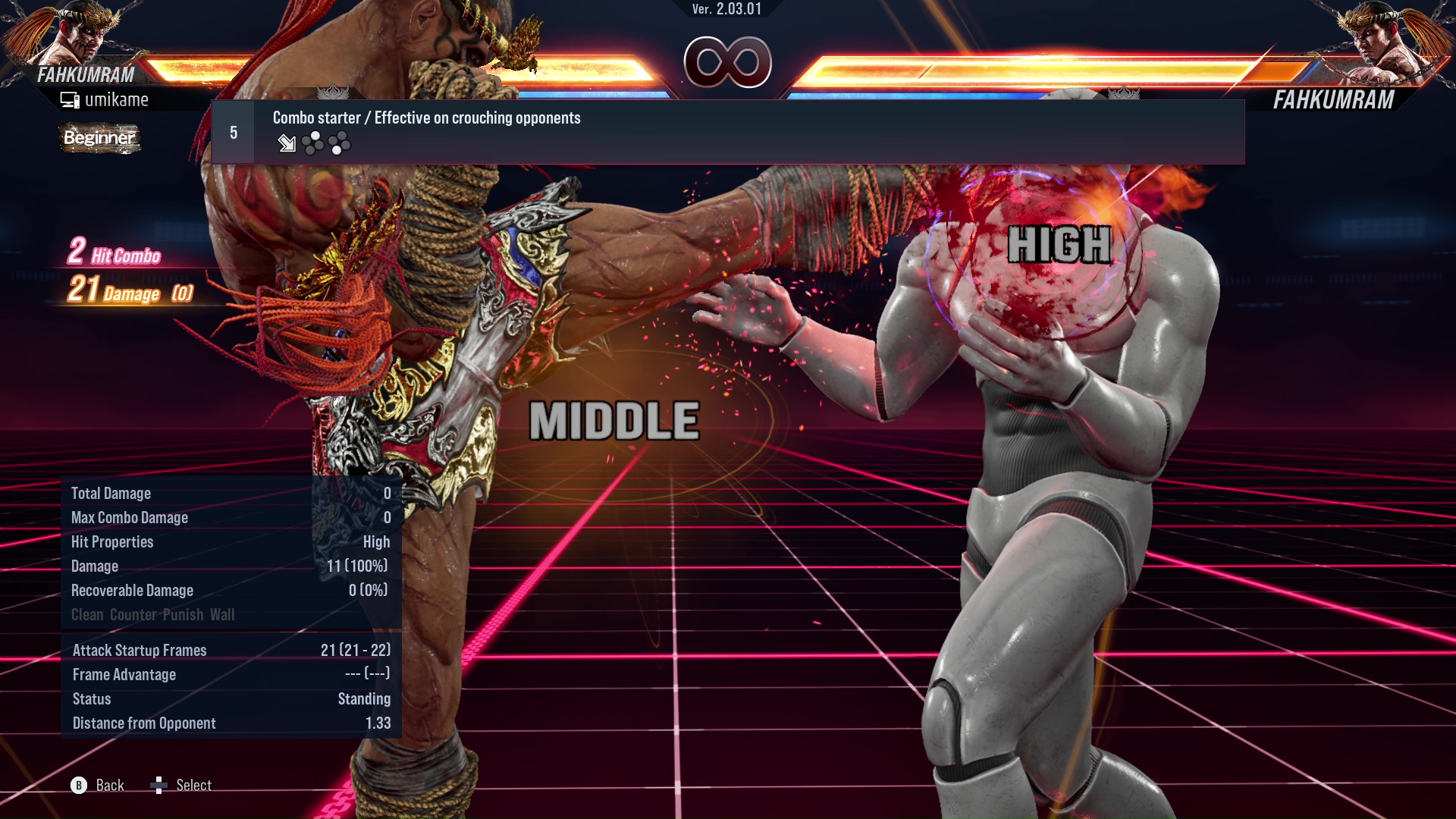 Combo starter / Effective on crouching opponents