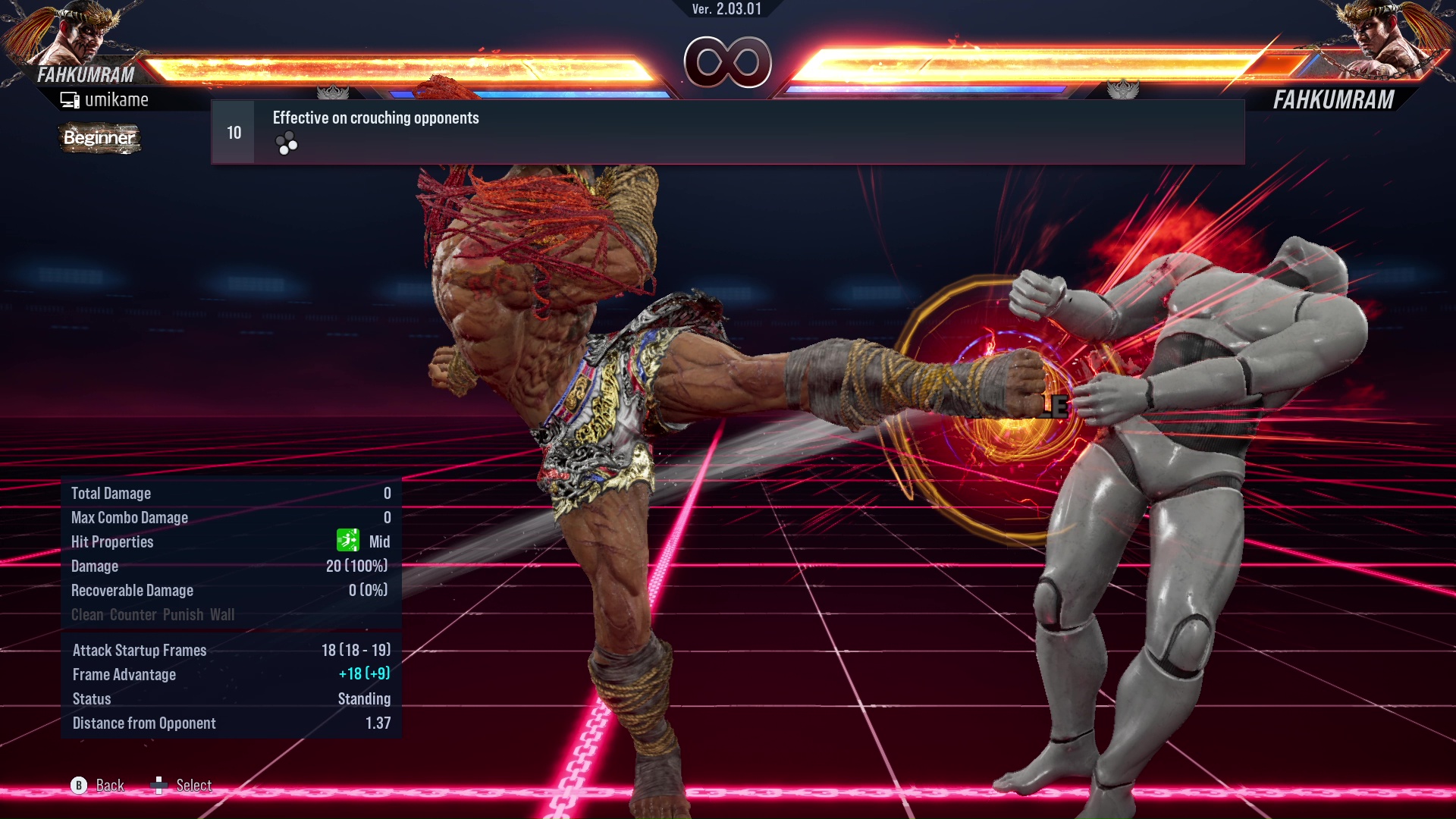 Effective on crouching opponents