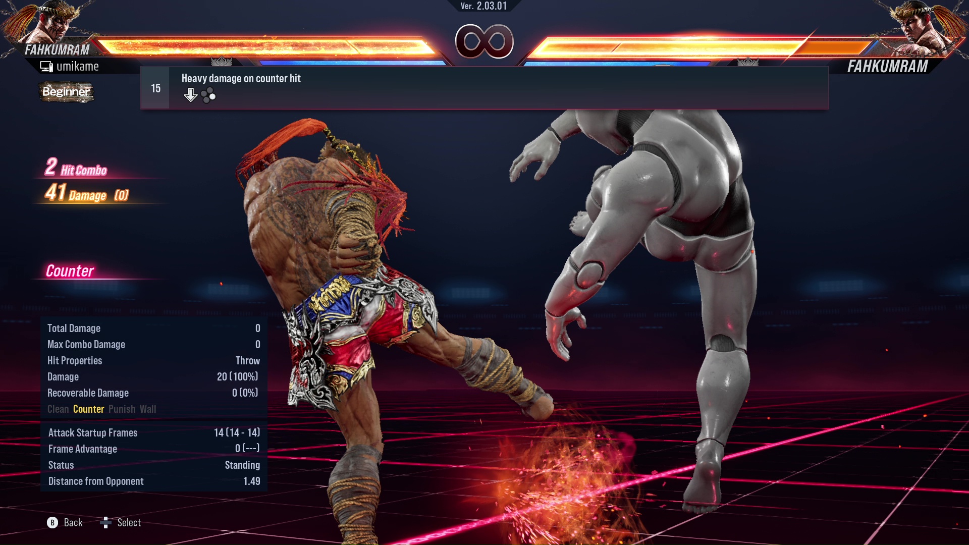 Heavy damage on counter hit