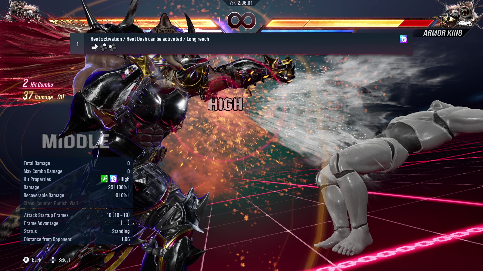 Heat activation / Heat Dash can be activated / Long reach