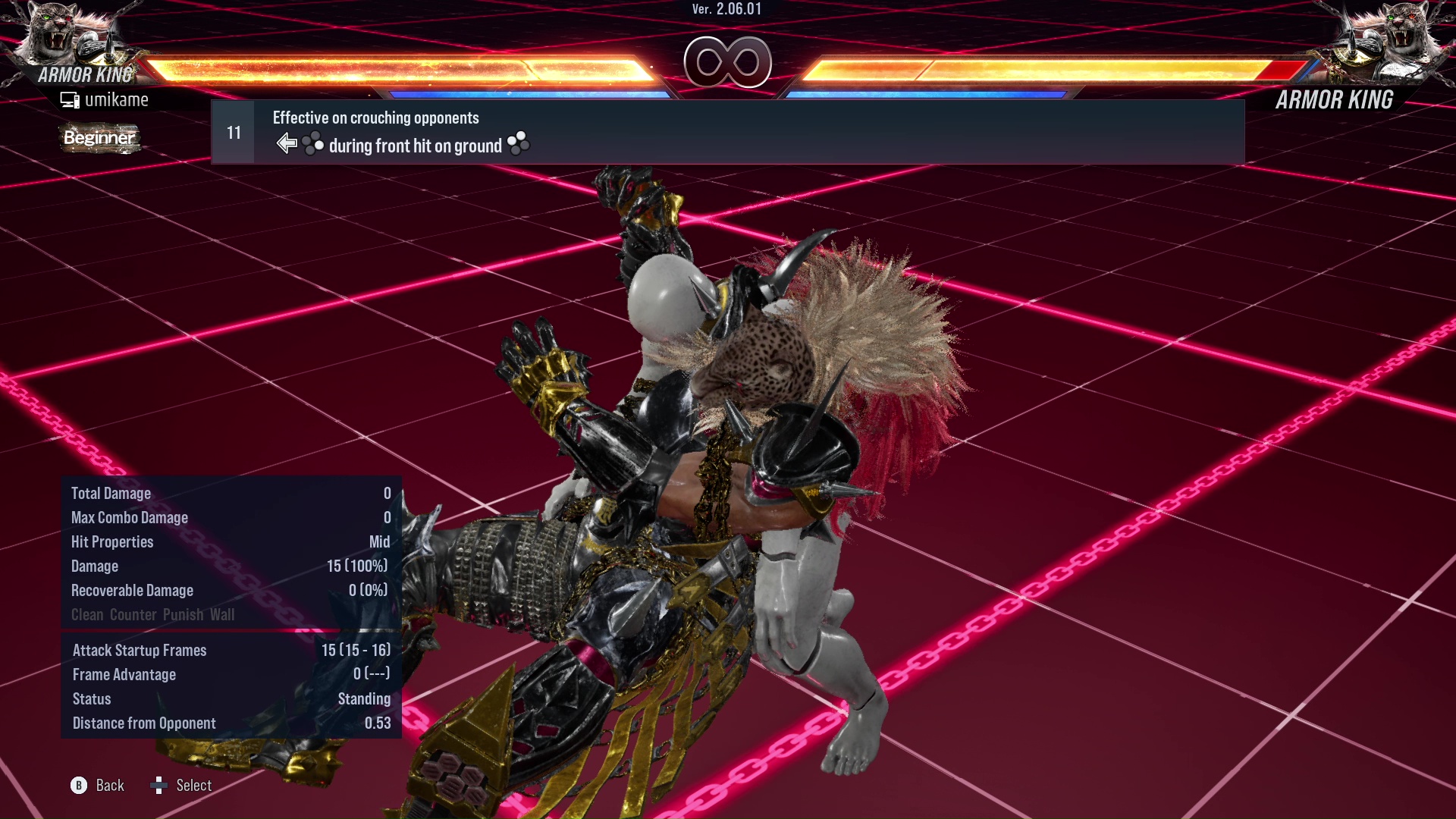 Effective on crouching opponents