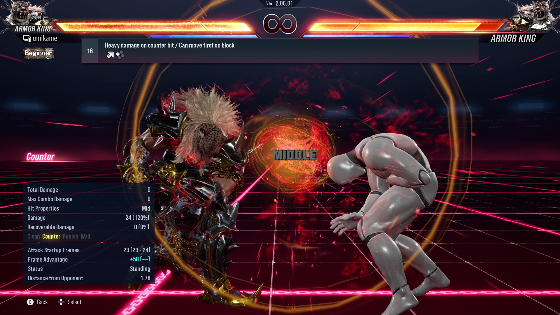 Heavy damage on counter hit / Can move first on block