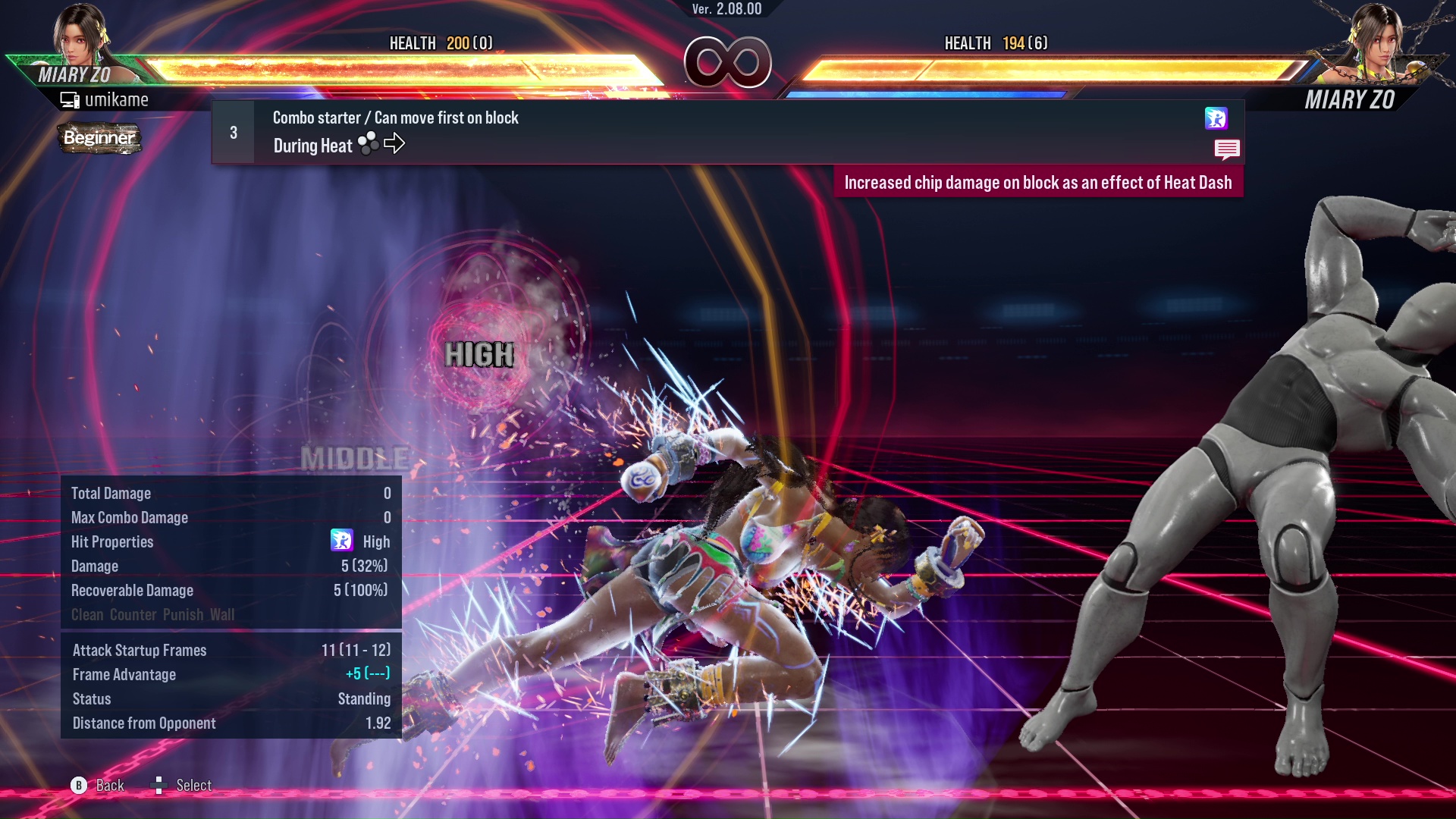 Combo starter / Can move first on block