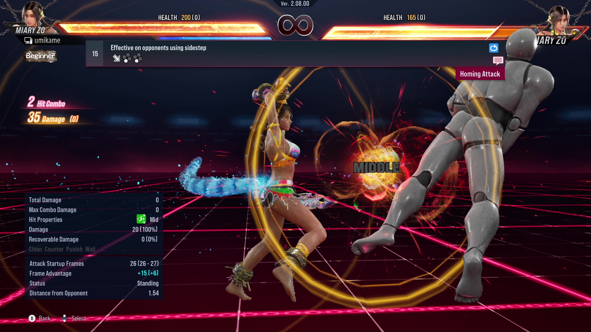 Effective on opponents using sidestep