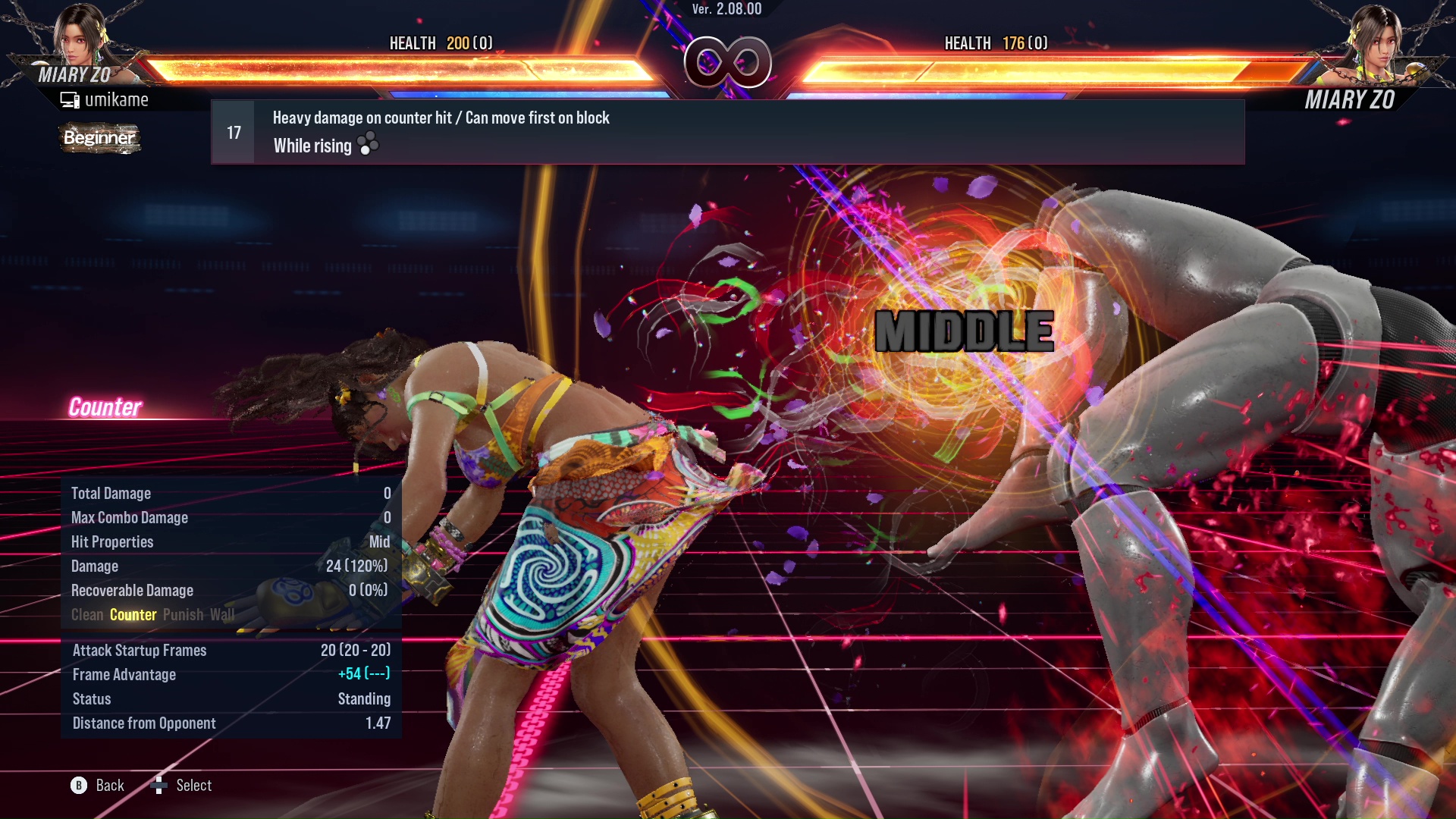 Heavy damage on counter hit / Can move first on block