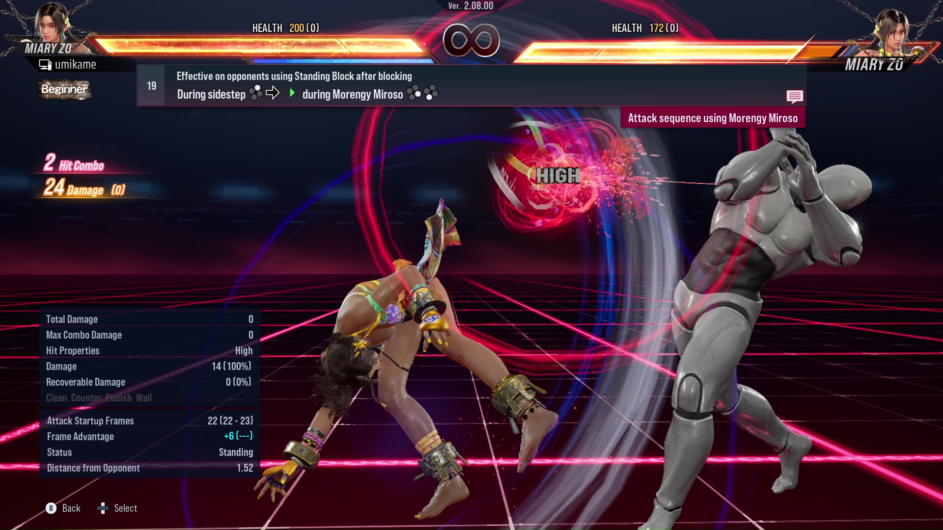 Effective on opponents using Standing Block after blocking