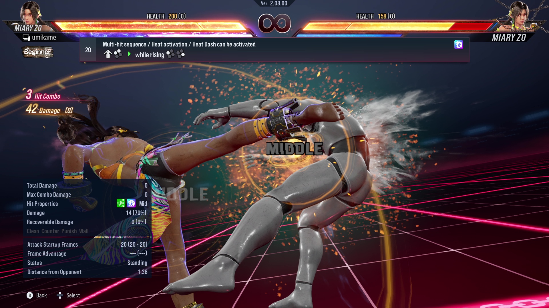 Multi-hit sequence / Heat activation / Heat Dash can be activated